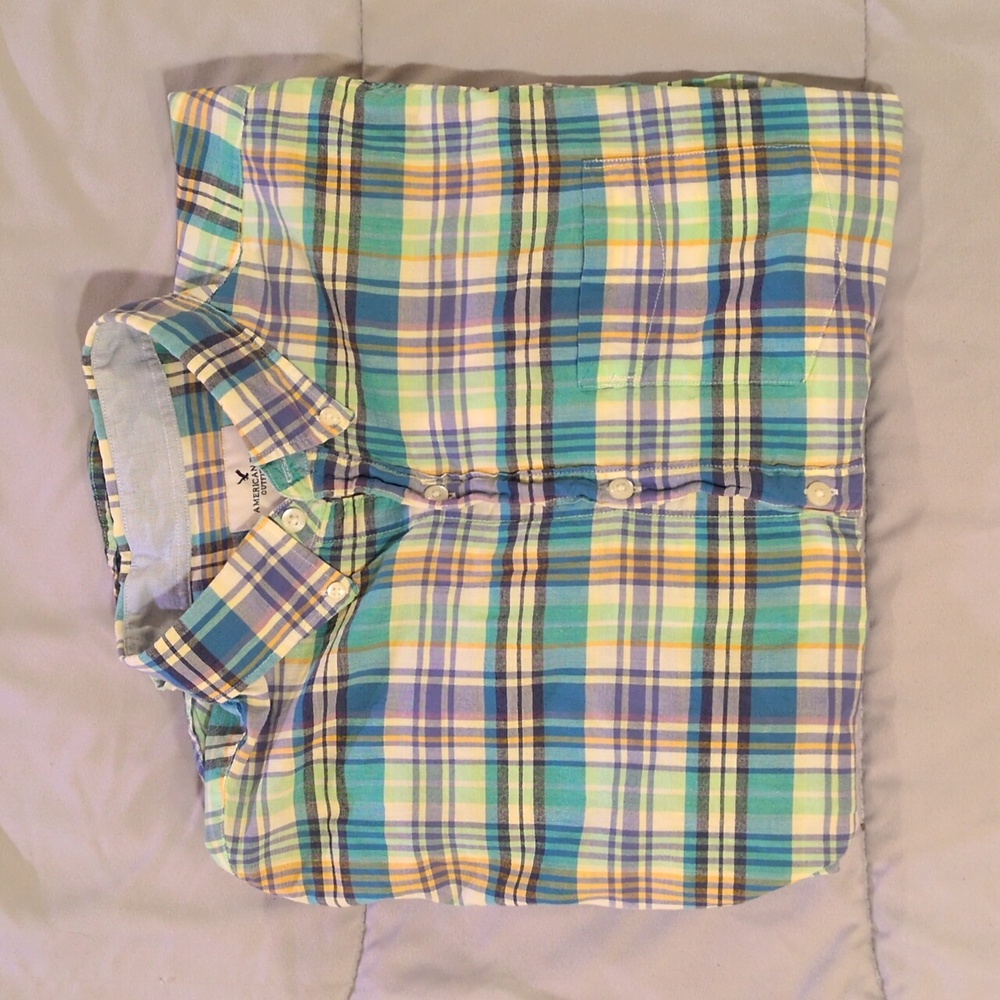 AEO L Multicolor Plaid Long Sleeve Shirt